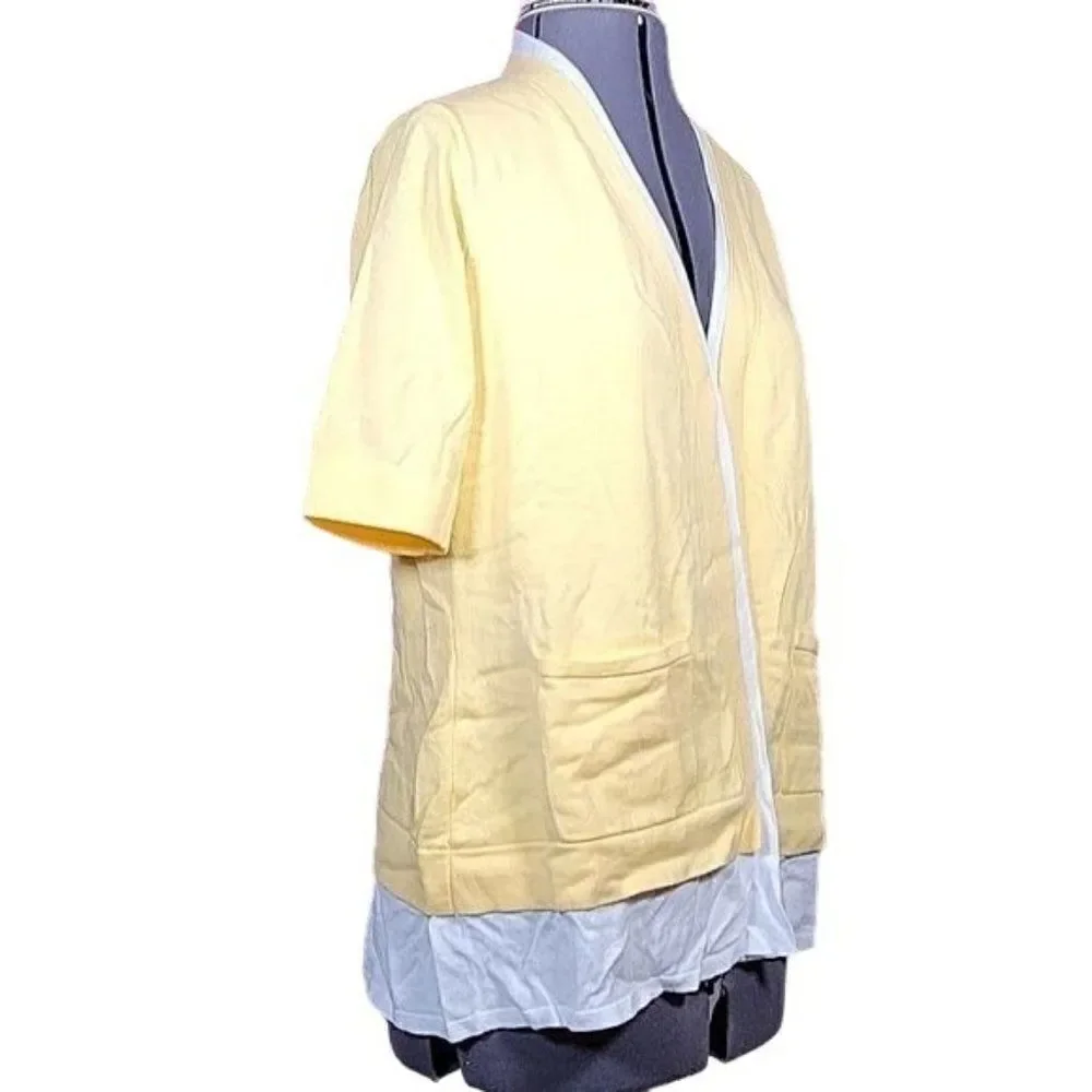 NWOT Isaac Mizrahi Live! Elbow Sleeve Layered Cardigan with Pockets Sz S